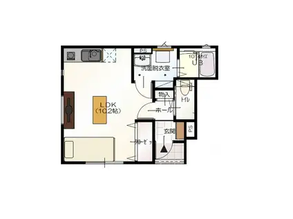 DーBOX末町II(ワンルーム/1階)の間取り写真