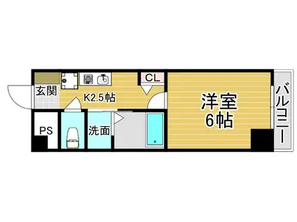 グランパシフィック新今里(1K/4階)の間取り写真