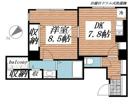 メゾンドヴィレ日本橋茅場町(1DK/10階)の間取り写真