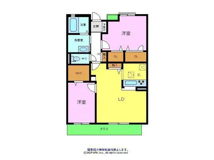 シャーメゾン城ノ坂(2LDK/2階)の間取り写真