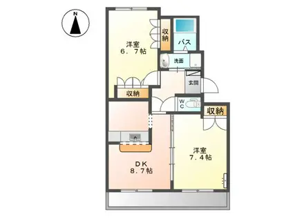 パジェール花水木(2DK/1階)の間取り写真