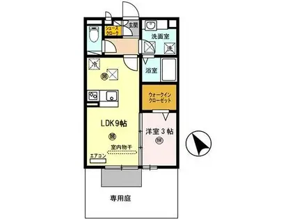 フィオーレ野崎II(1LDK/1階)の間取り写真