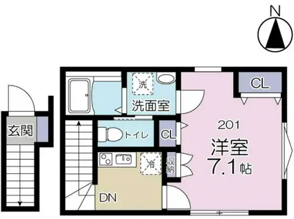 フォルトゥーナ(1K/2階)の間取り写真