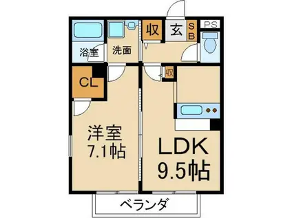 カーザ フェリース(1LDK/2階)の間取り写真