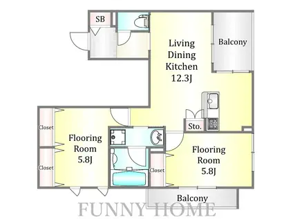アントレイド(2LDK/2階)の間取り写真