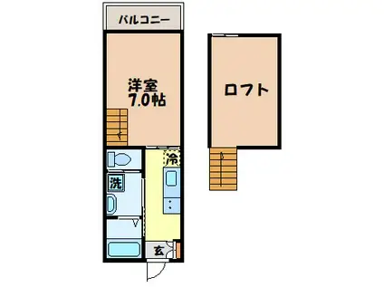 リーブル(1K/1階)の間取り写真