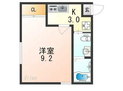 ドミール新白水丸(1K/2階)の間取り写真