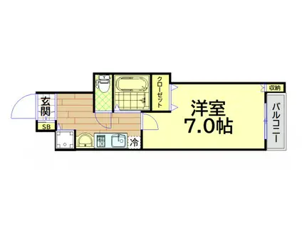 ランドマークシティ大阪城南第2(1K/2階)の間取り写真
