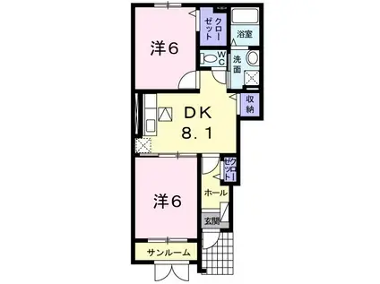 モンソレイユIV(2DK/1階)の間取り写真