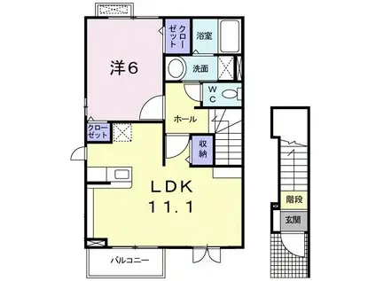 プレジール(1LDK/2階)の間取り写真