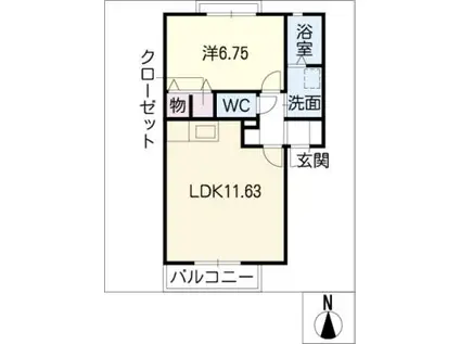 エテルノ・フィオーレ(1LDK/2階)の間取り写真
