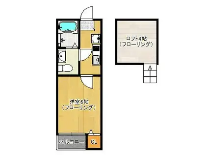 ジュークII(1K/2階)の間取り写真
