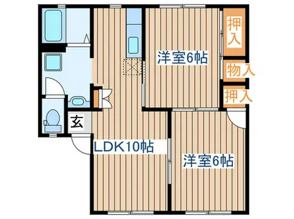 クレセールタウンA(2LDK/1階)の間取り写真
