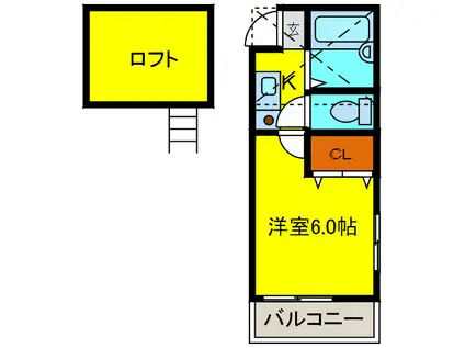 クレセール田島(1K/2階)の間取り写真
