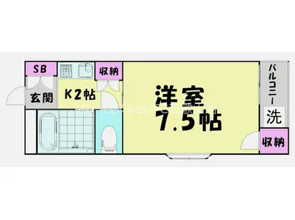 リブイン杭ノ瀬(1K/2階)の間取り写真