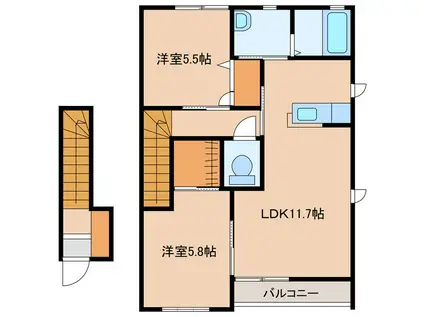 ブランシェ エピB棟(2LDK/2階)の間取り写真