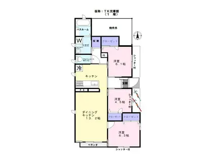  TK弐番館(3LDK/1階)の間取り写真