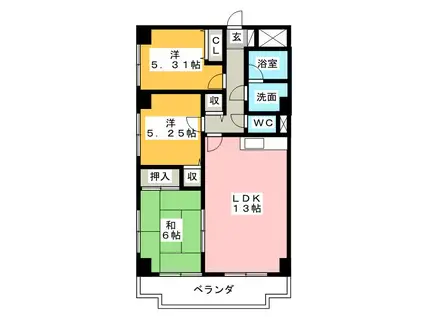 グレース伏見A(3LDK/2階)の間取り写真