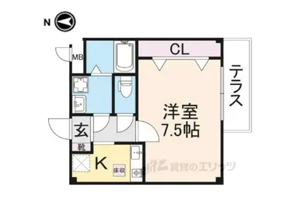 アルブルヴィラージュ2(1K/1階)の間取り写真