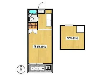 グリーンハイム(ワンルーム/2階)の間取り写真