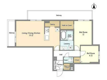 エルズレジデンス東中野(2LDK/3階)の間取り写真