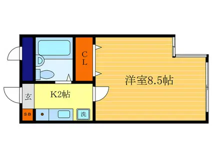 珠光ビル百万遍(1K/3階)の間取り写真