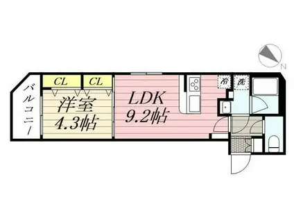 GRAN PASEO麻布十番(1LDK/13階)の間取り写真