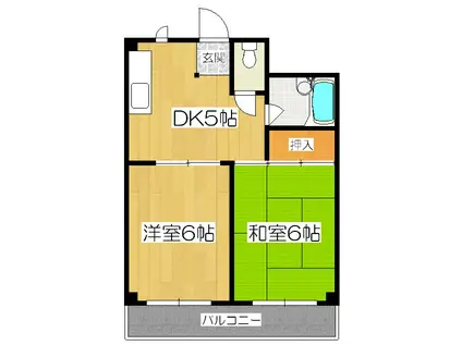 アメニティ醍醐(2DK/2階)の間取り写真