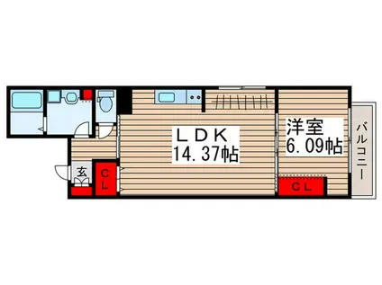 コート浦和仲町(1LDK/2階)の間取り写真
