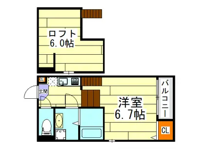 メゾン ベル フルール(1K/2階)の間取り写真