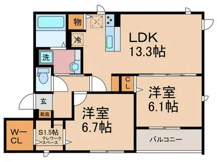 D-ROOM三条大橋(2SLDK/2階)の間取り写真