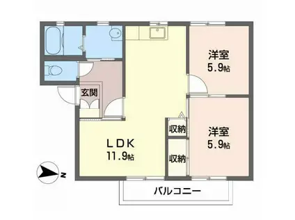マインドハイツ辻井(2LDK/2階)の間取り写真