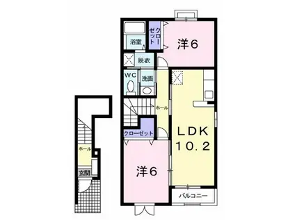 ミニョン フルール(2LDK/2階)の間取り写真
