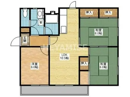 昭光ビル(3LDK/4階)の間取り写真