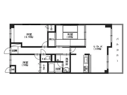 パークサイド古本(3LDK/3階)の間取り写真