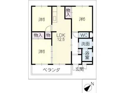 アドニス八筋(3LDK/1階)の間取り写真
