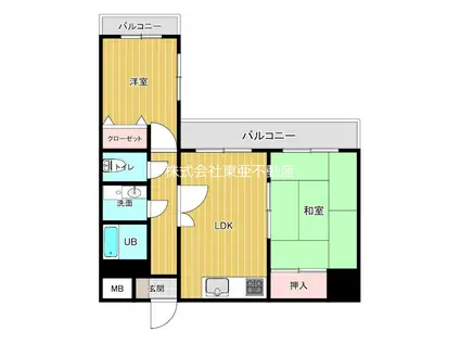 ダイアパレス慶徳(2DK/2階)の間取り写真