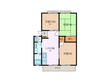 シャンポールAK(3LDK/1階)の間取り写真