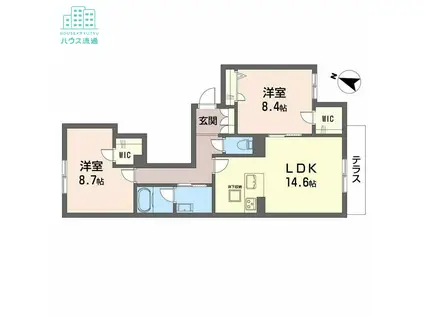 シャーメゾン フェアリーステージ(2LDK/1階)の間取り写真