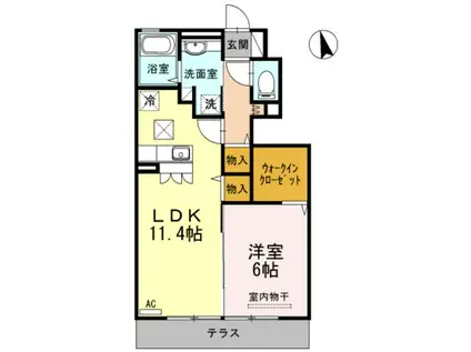 グレイスコート(1LDK/1階)の間取り写真