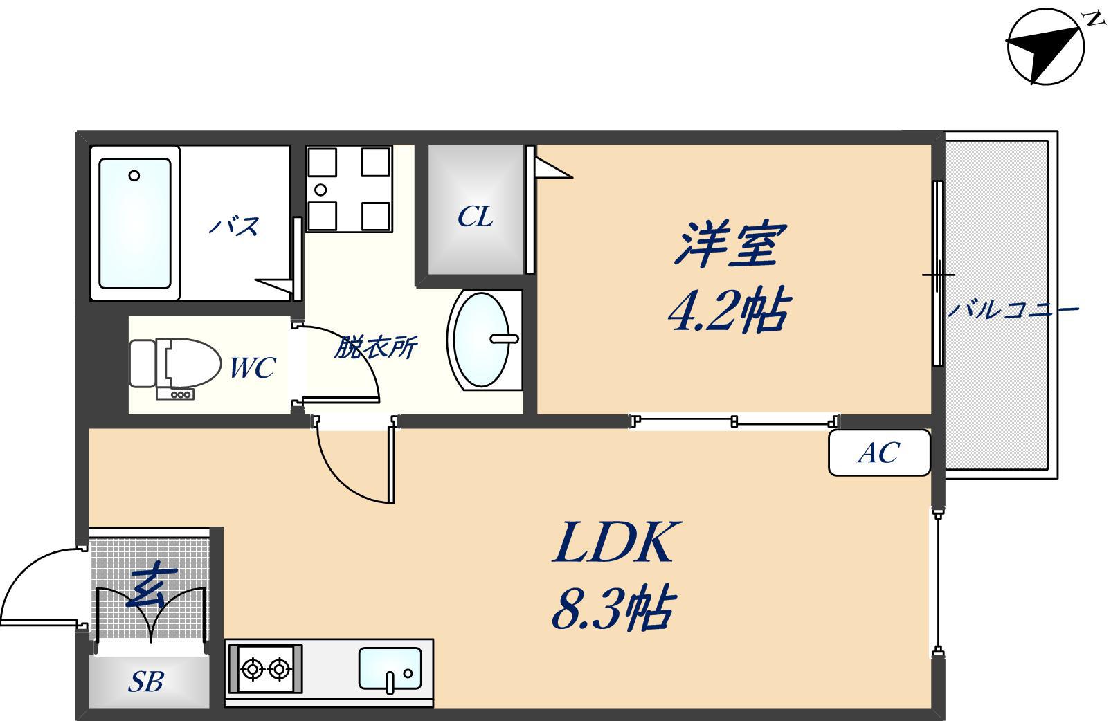 DIAS東石切(1LDK/3階)の間取り写真