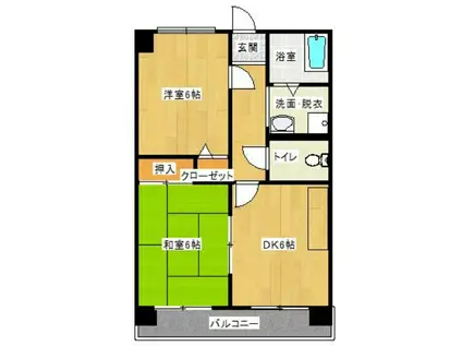 ライフステージ緑橋(2DK/2階)の間取り写真