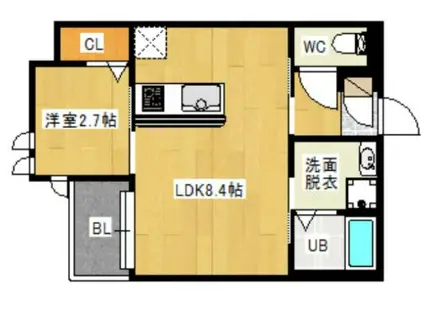 R-SMART井尻(1LDK/2階)の間取り写真