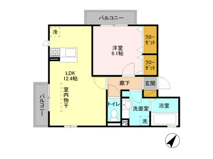 ゴールドパストラルVIII(1LDK/1階)の間取り写真