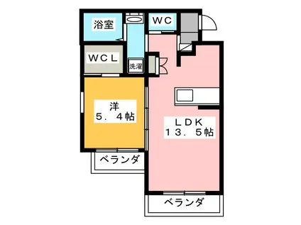 ストークヒルズ 浜北(1LDK/2階)の間取り写真