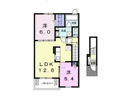 グランドビュー国府 II(2LDK/2階)の間取り写真