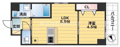 LACASA上本町(1LDK/4階)の間取り写真