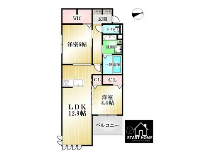 ドゥ・アムール(2LDK/3階)の間取り写真