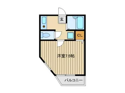 ソアヴィタ西東京(1K/2階)の間取り写真