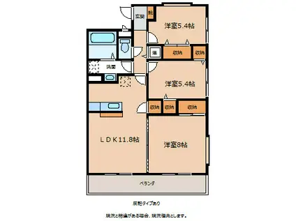 マンション花水木(3LDK/1階)の間取り写真